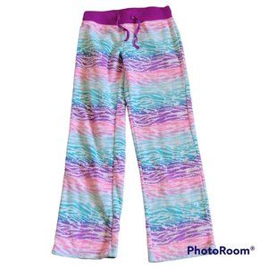SO Fleece Zebra Print Casual Elastic Waist Pants Pink Purple Girls Size 10 (sc)